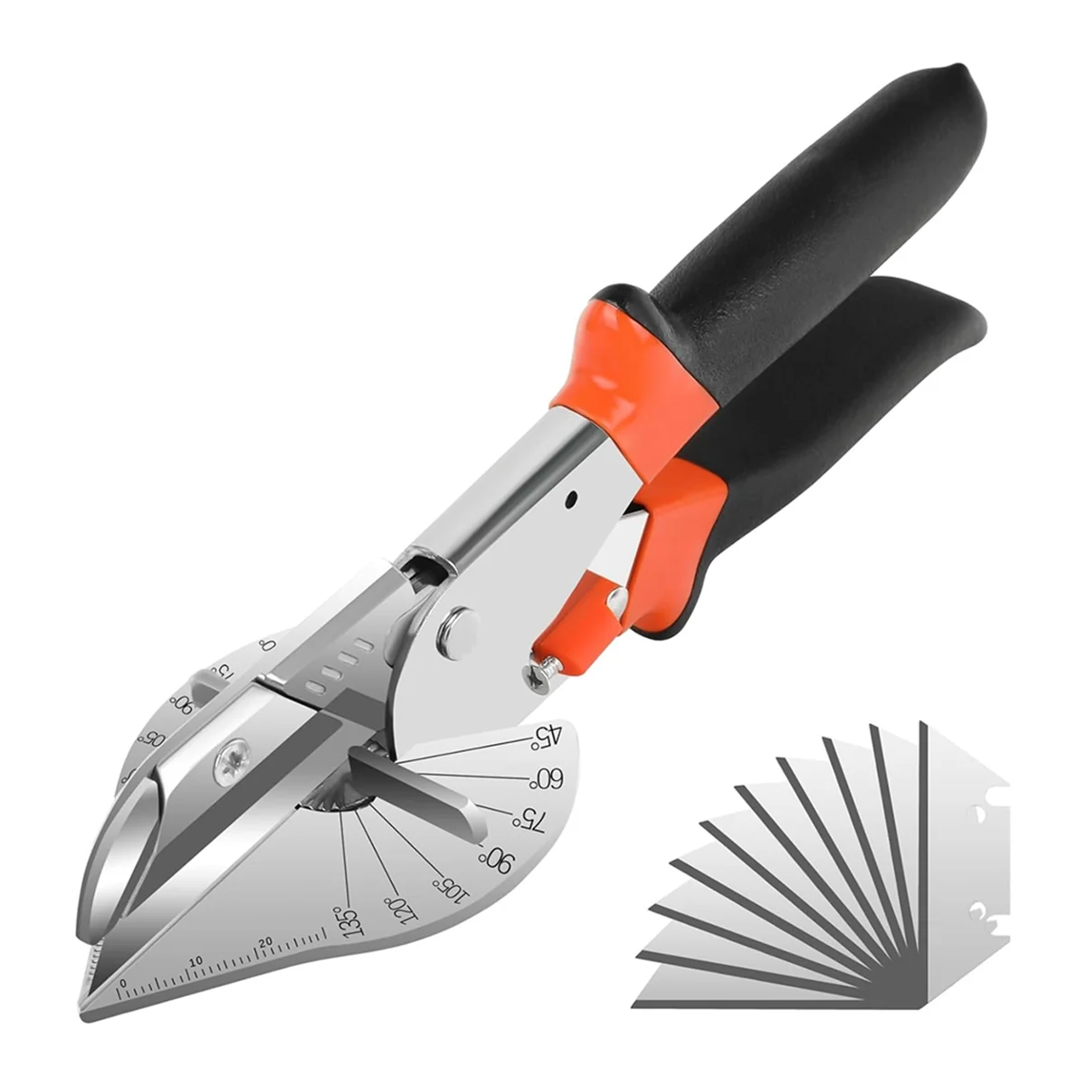 Miter Shears,45 to 135 Degree Multi Angle Trim Cutter, Gasket Shear for Cutting Soft Wood, Including 10 Spare