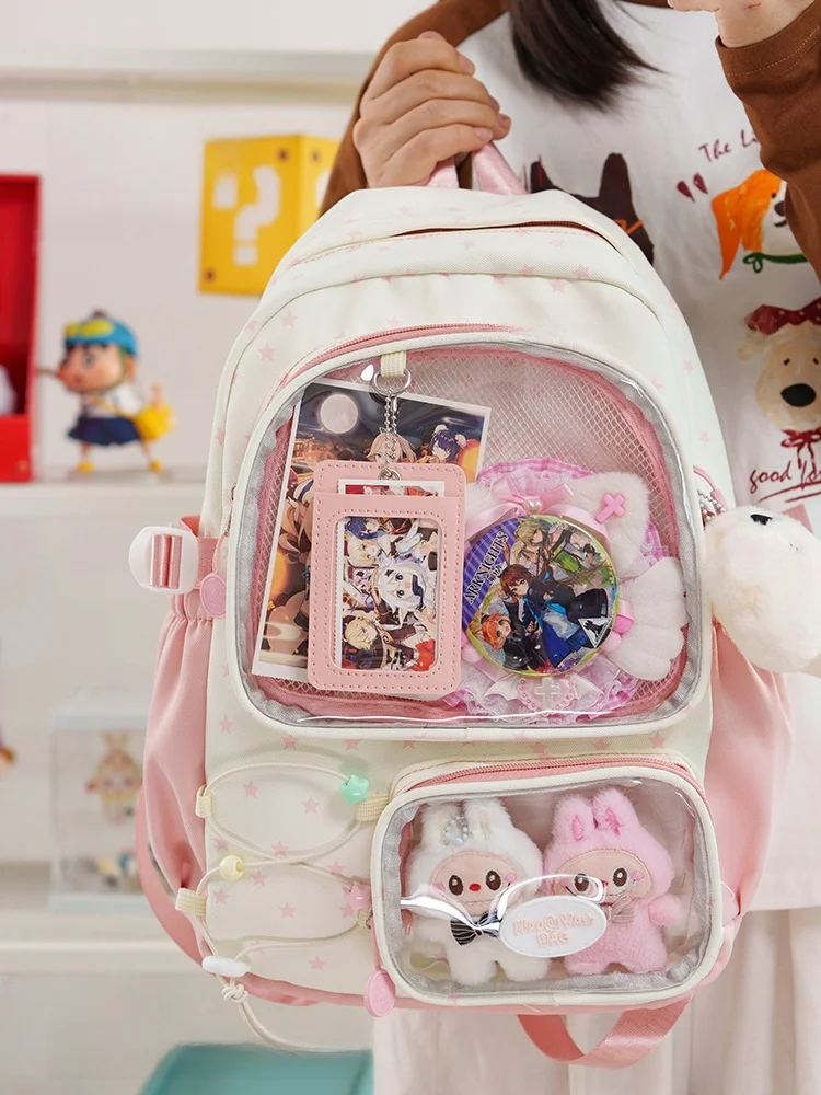 Cute Star INS Sle Borsa Bapa Cuter da donna High School College Borsa a tracolla impermeabile trasparente Sweet School Sle