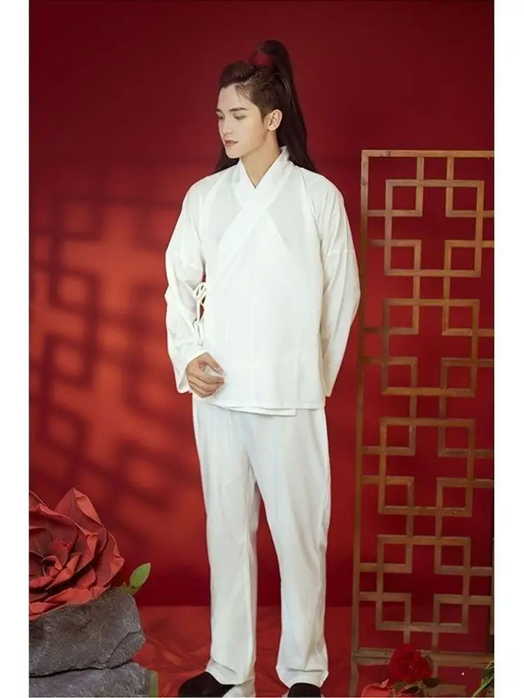 Men's Hanfu Base Shirt Pants Long Sleeve Performance Black Inner  Youth Travel Spring Summer Autumn Polyester Pure Color