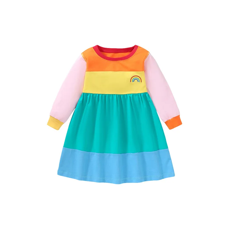 

Girls Sweatshirt Dress Autumn Cotton Children's Dress Color Matching Girls Skirt