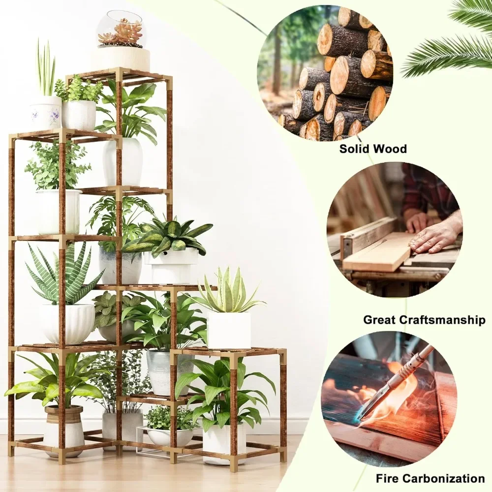 Plant Stand Indoor Outdoor, 14 Tier Large Corner Plant Stand Tall Plant Shelf Rack Flower Stand For Multiple Plants