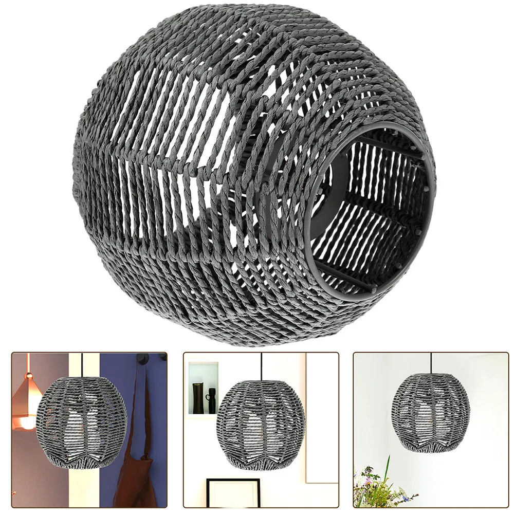 

2Pcs Rope Lamp Shade Woven Paper Rope Pendant Lampshade Unique Lantern Shape Sturdy Metal Frame for Dining Room Living Space