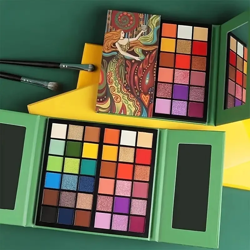 36-Farben-Lidschatten-Palette, mattschimmernde und hochglänzende Wirkung, gemischtes Farbsystem, wasserfestes und schweißfestes, bühnenfertiges Make-up