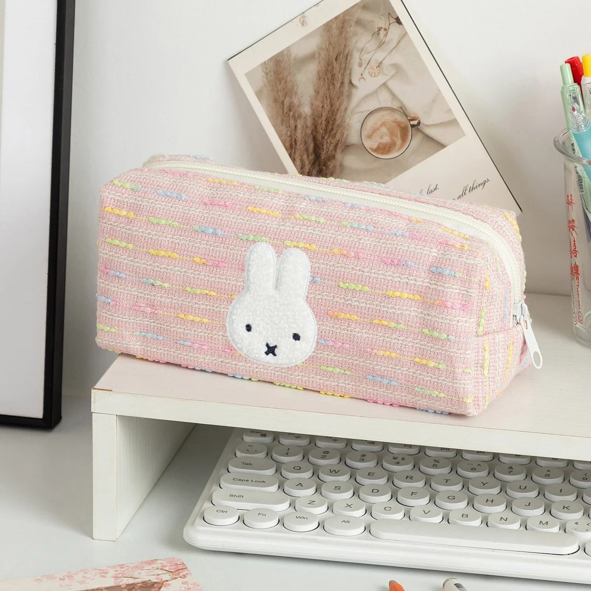 New Miffy Pencil Case Cartoon Miffy Rabbit Student Stationery Box Large Capacity Chanel-Style Desktop Storage Bag