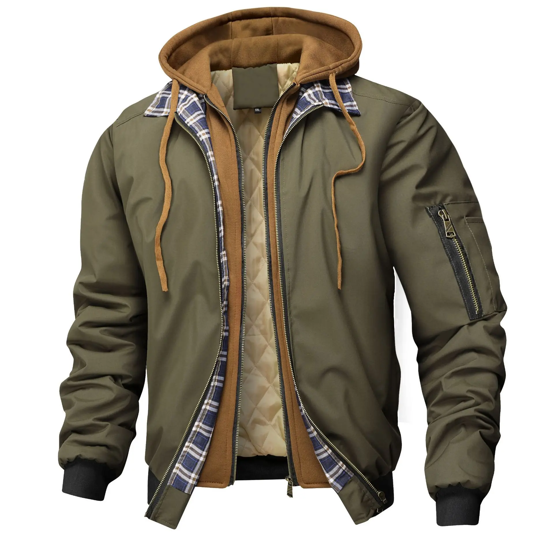 Autumn Winter Men's Warm Bomber Jacket Outdoor Man Thick Windbreaker Hiking Hooded Coats Men Thermal Sports Zipper Parkas Jacket