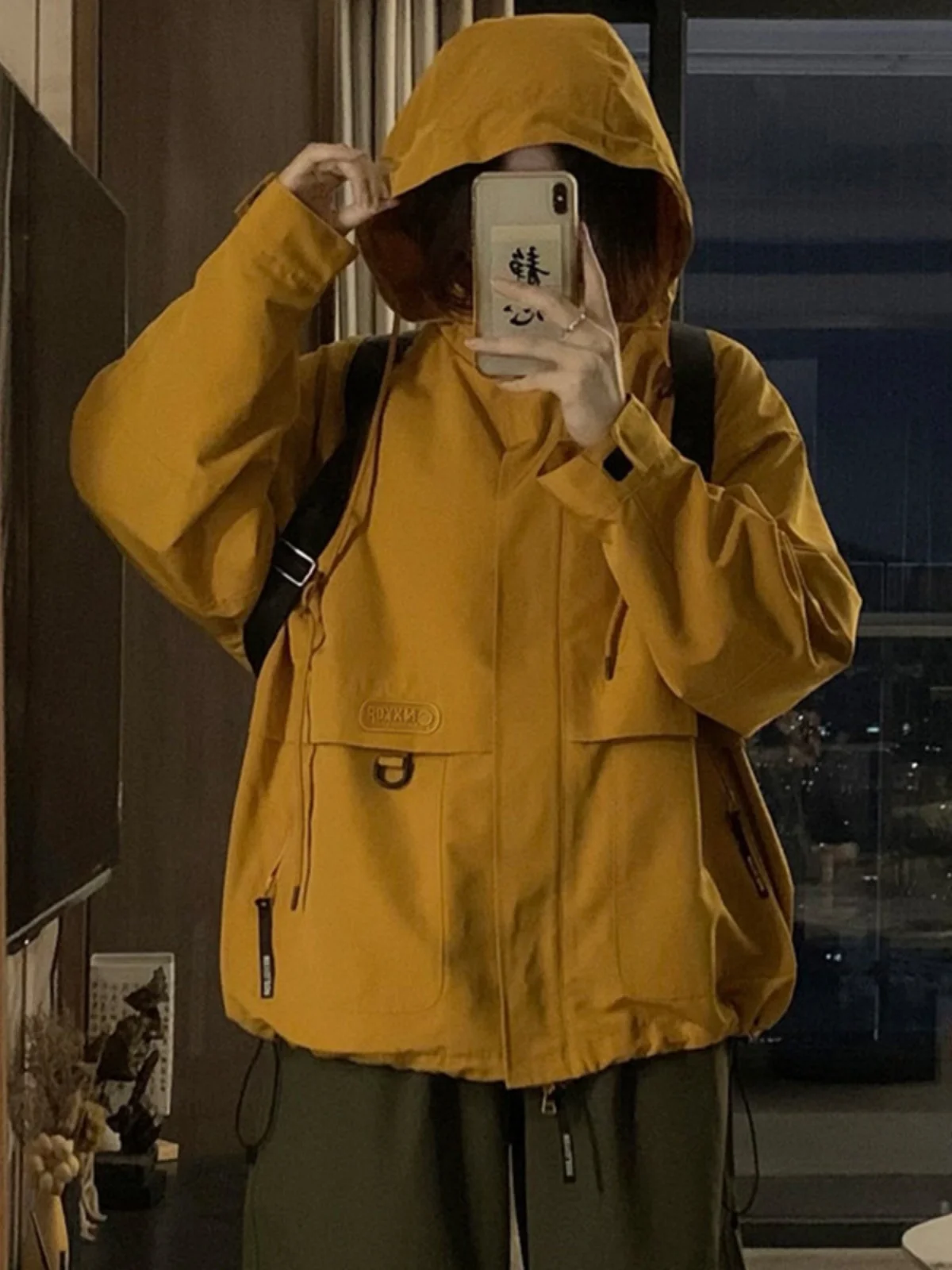 

American Sle Men's Outdoor Climbing Jaet Spring Autumn Waterproof Windproof Hiking Cam Commuting Coat Casual Loose Fit