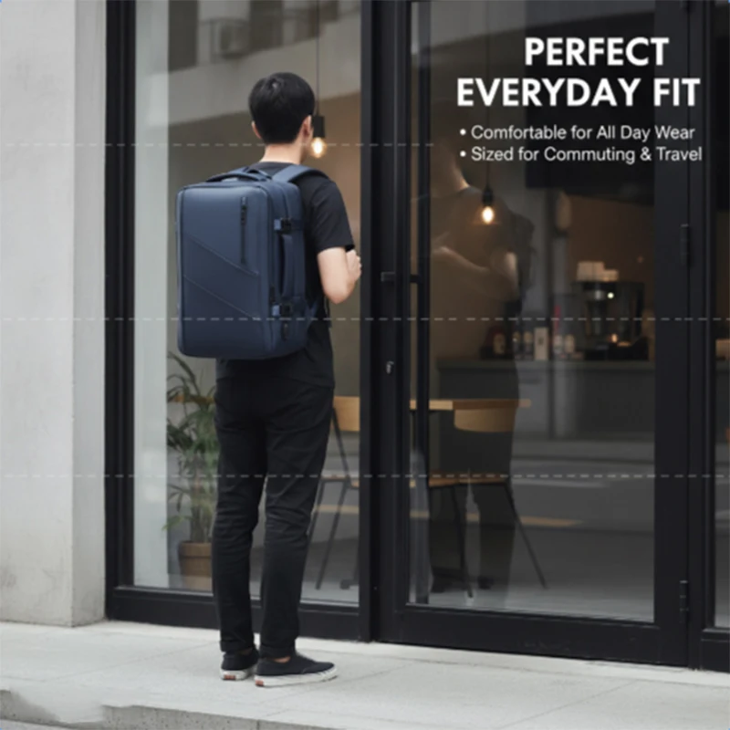 20-35L حقيبة كمبيوتر الأعمال القابلة للتوسيع واجهة USB على ظهره حقيبة ظهر ذات سعة كبيرة للتنقل اليومي مقاوم للماء #1