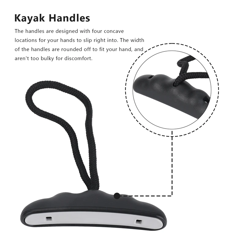 2Pcs Kayak Handles Strong T-Handle Design Ultra Heavy Duty Bungee Kayak Replacement Installation Kit