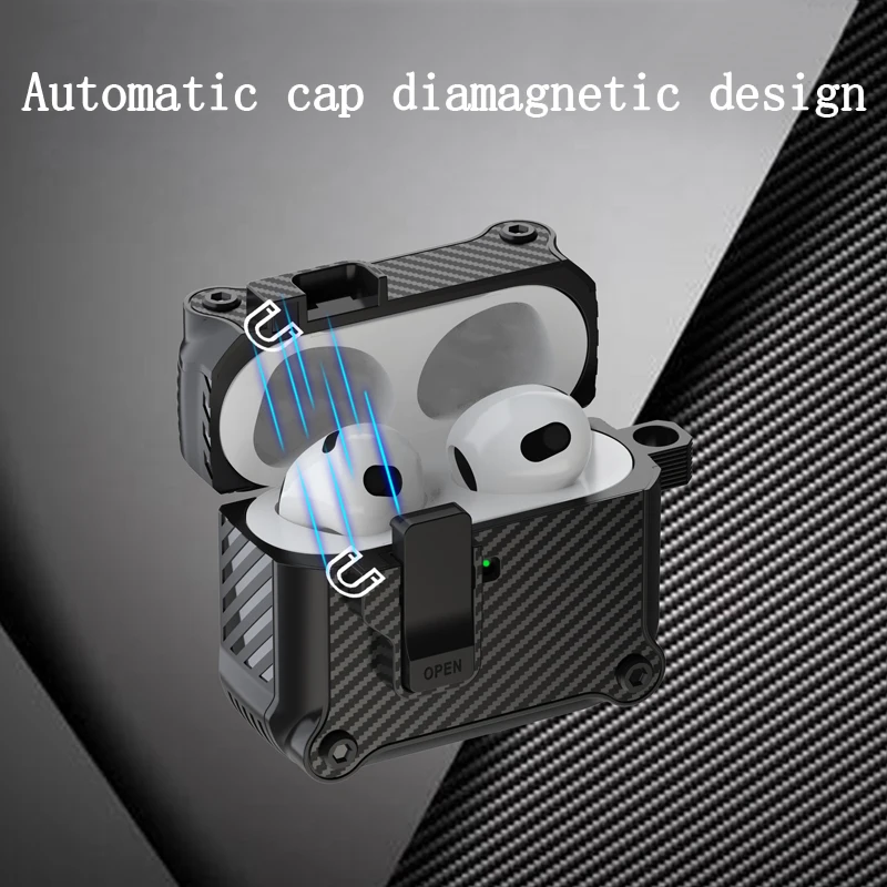 Applicable to the new Airpods4 Eagle carbon fiber four corners thickened anti-drop earphone protective case