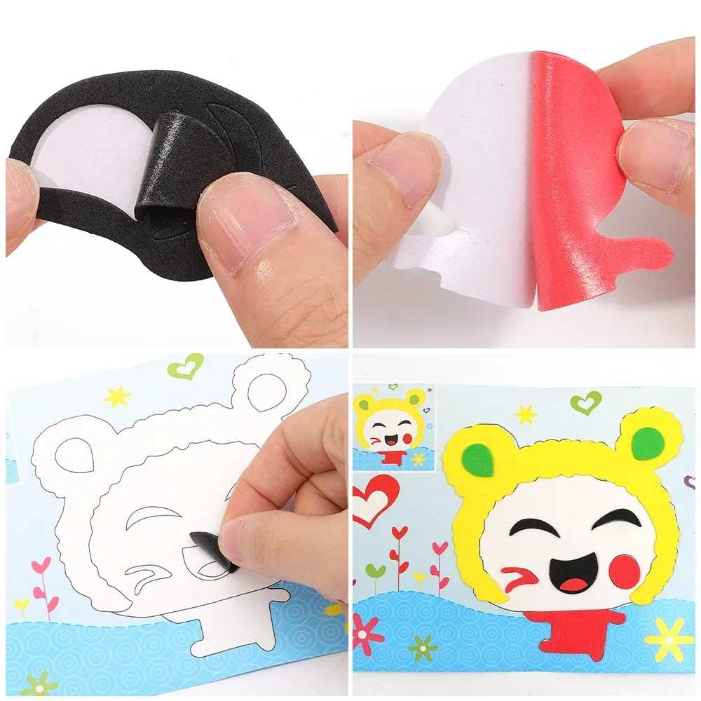 1-10pcs Kids Hand-made 3D Stickers Toys EVA Foam Stickers DIY Cartoon Animal Stickers Puzzle Game Baby Early Education Props