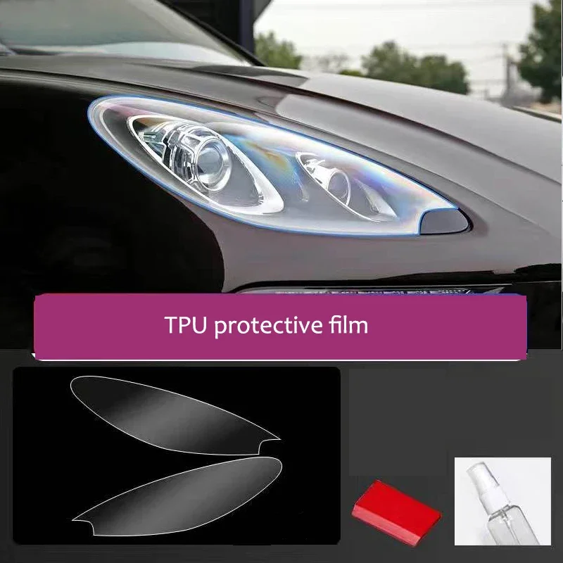 2pcs Car Front Headlamp Film for Porsche Macan 2014-2020 Tpu Transparent Protective Film Exterior Headlight Strips Car Sticker