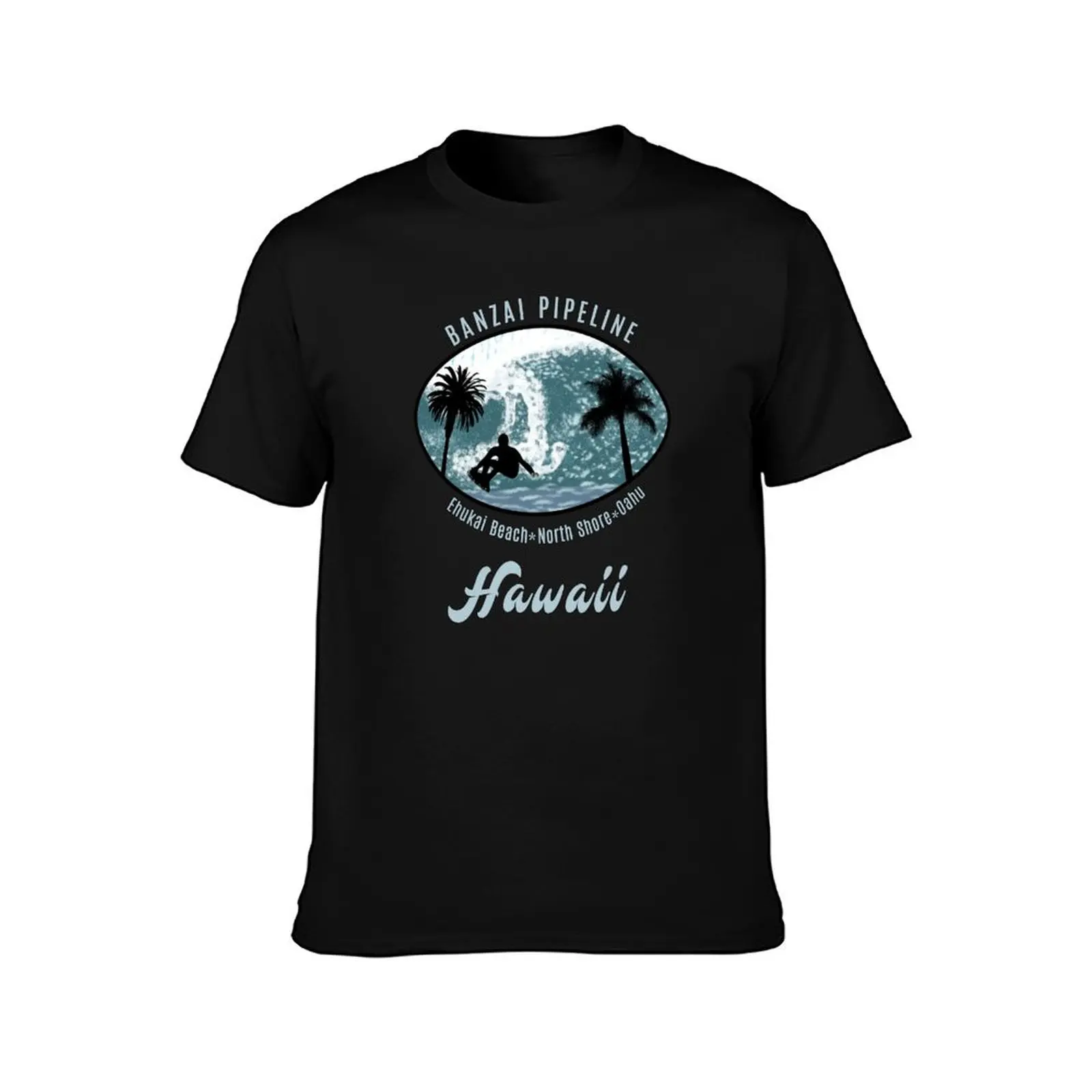 Surfers Beach Palm Trees Waves, Banzai Pipeline Hawaii T-Shirt quick-drying street wear plain white t shirts men