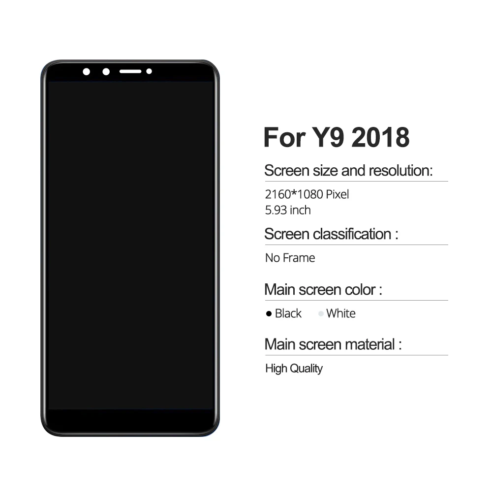 5.93\'\' For Huawei Y9 2018 LCD Display Touch Screen With Frame Digitizer For Huawei Y9 2018 FLA-L22 LX2 LX3 FLA-LX1 Display