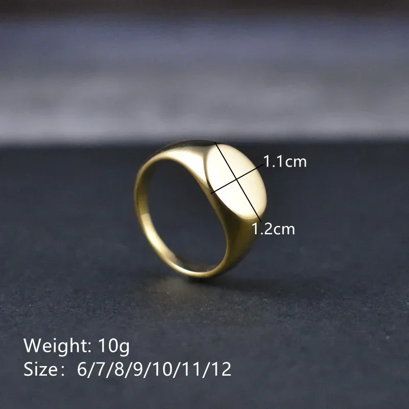 Handmade Highly Polished Stainless Steel 18k Gold Plated Oval Smooth Blank Signet Rings for Women Men