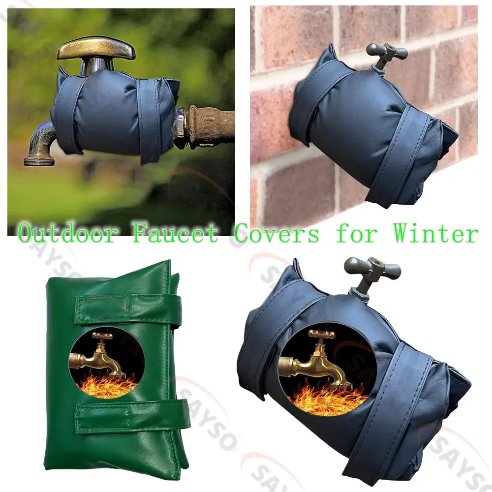 غطاء صنبور شتوي أسود/أخضر، سهل التركيب، يستخدمات إزالة لحماية من تجميد الصنبور في الفناء والحديقة الخارجية #1