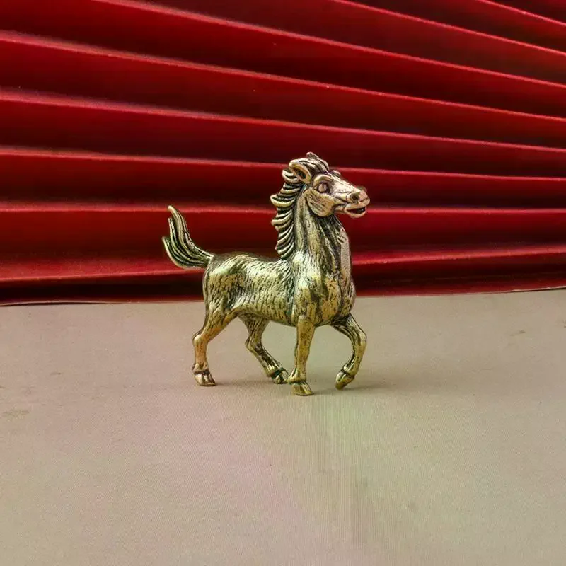 Brass Horse Figurine Sculpture, Animal Statue, Miniature Bronze Statue, Pure Copper Desktop Decoration
