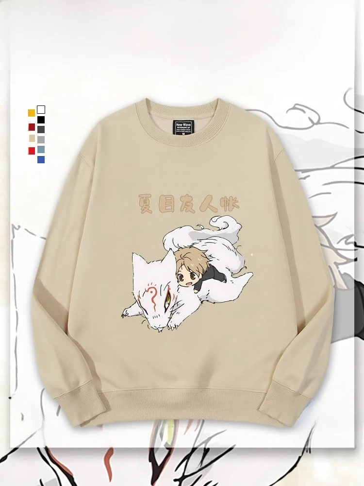 

Fce Lined round Ne Sweatirt ex Autumn Winter Faion Anime Chara Design Printed Casual Loose Fit Cotton Polyester