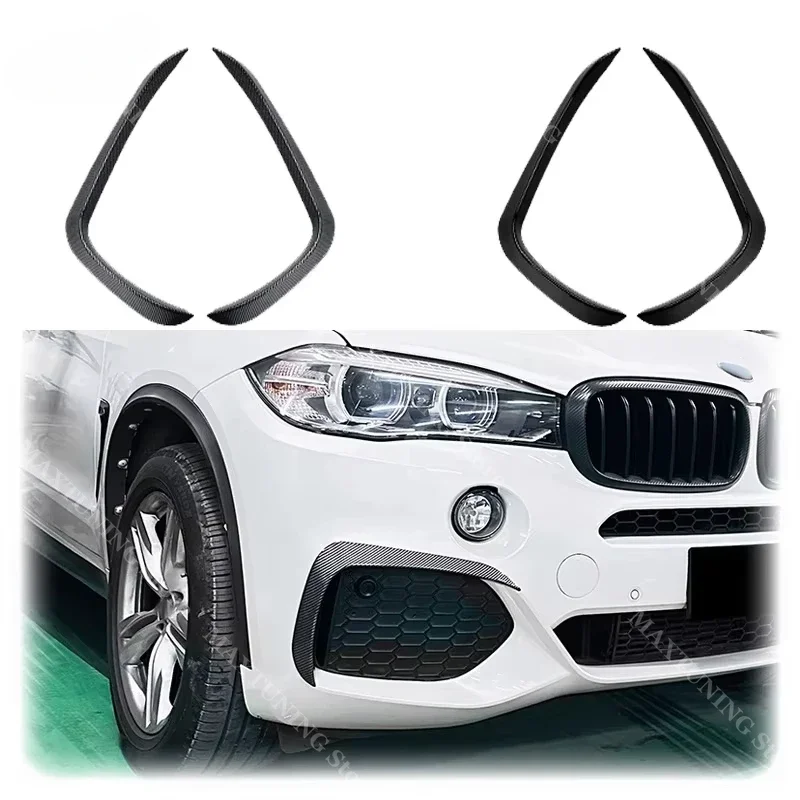 

2014 To 2018 For BMW X5 F15 M Sport Front Bumper Lip Side Spoiler Fog Lamp Frames Cover Body Kit By ABS Gloss Black Carbon Fiber