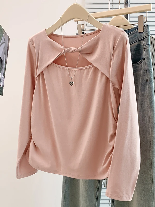 Autumn 2026 Korean Style Long Sleeve Base Shirt T-Shirt Versatile Outerwear Design Sensation Anti-Aging Subtle Trick Ladies' ...