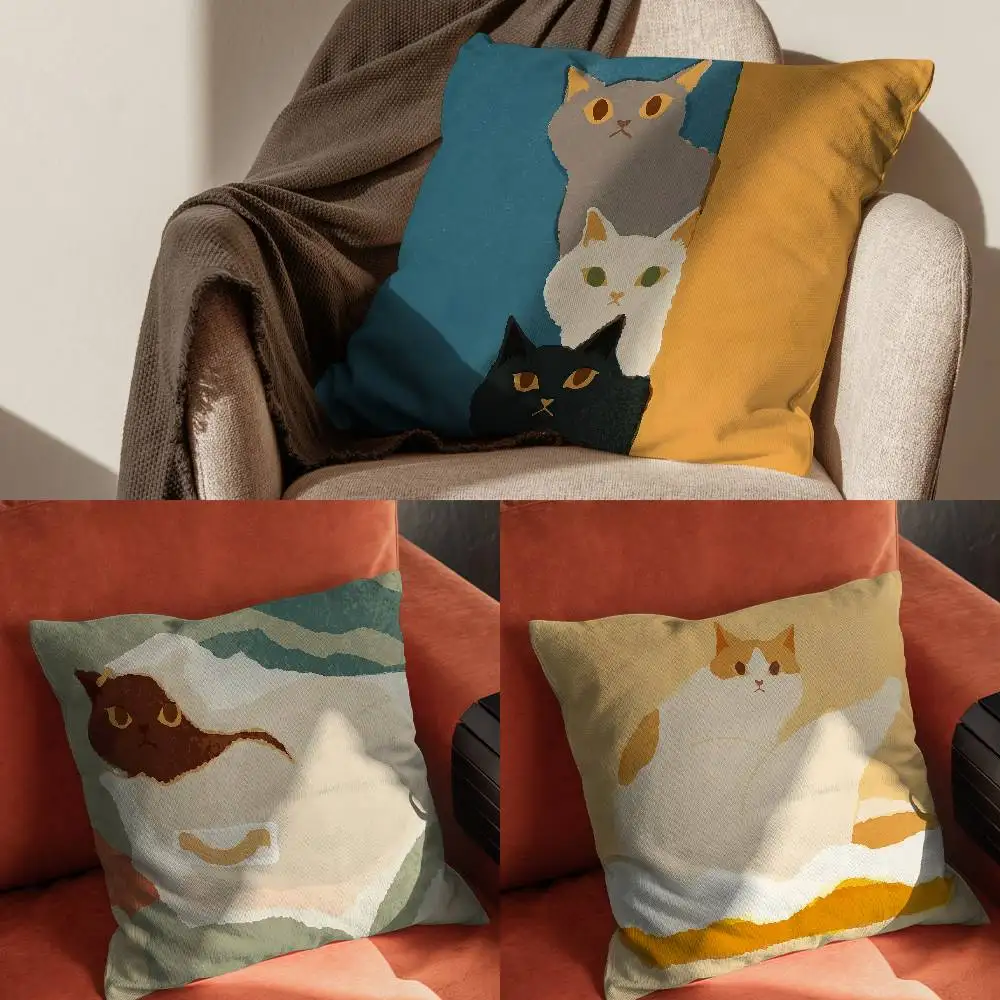 

Kawaii Cat Pillow Case For Car Pillows 60x60 Cushions Luxury Double Sided Cover Home And Decoration Sofa 30x30