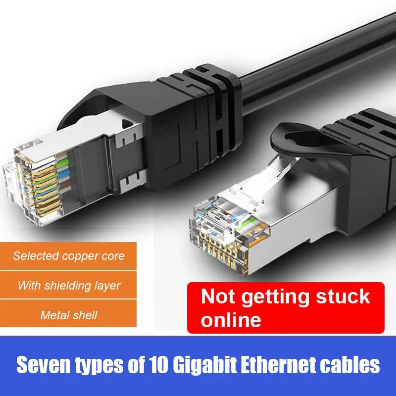 QWQ kabel Ethernet kabel sieciowy RJ 45 Cat7 przewód Lan STP RJ45 do kabla połączeniowego kompatybilnego z Cat6 do routera Cat7 kabel Ethernet s