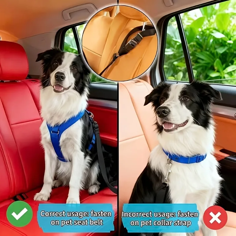 1 Verstellbarer Sicherheitsgurt für Hunde mit G-förmiger Haltevorrichtung - Geeignet für SUVs, Limousinen und kleine Vans, maschinenwaschbares Reise-Hundegeschirr (kopfstützenkompatibel) – Detail 9