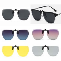 High Quality Flip Up Clip On Sunglasses Fishing Polarized Men 2025 Square UV400 Men Night Vision Driving Anti Glare Sun Glasses