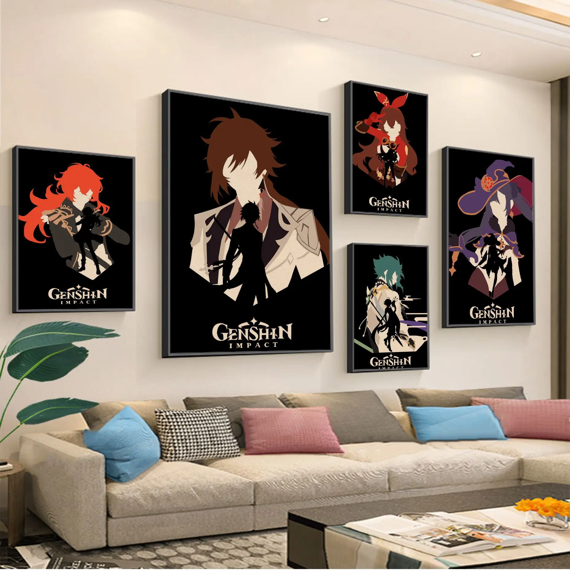 Genshin Impact Anime Picture Character Anime Posters Kraft Paper Sticker Home Bar Cafe Kawaii Room Decor