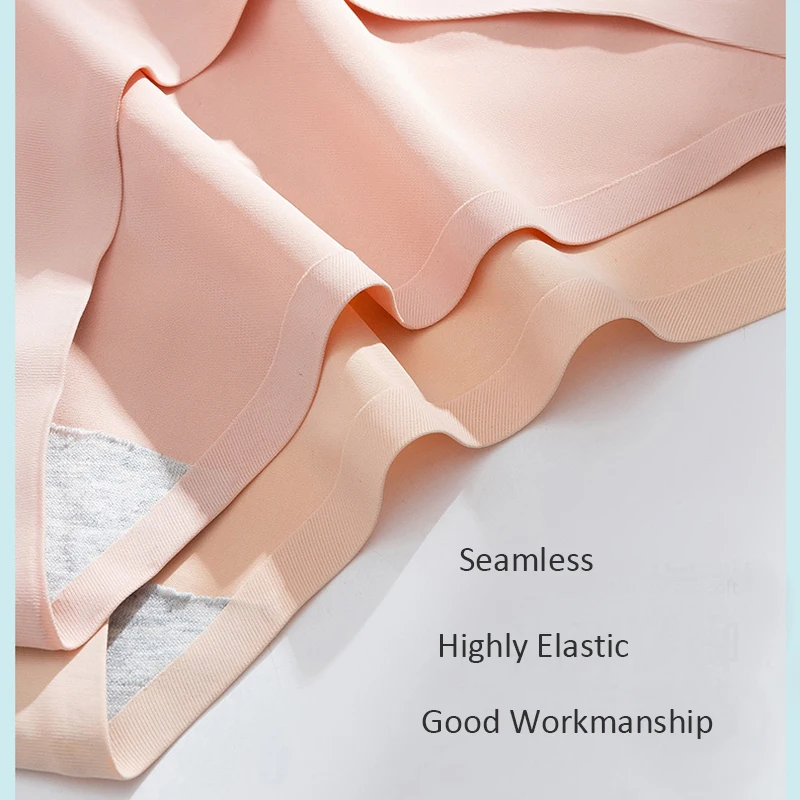 4Pcs Women's Panties Ice Silk Seamless Briefs Girls Solid Color Underwear Female Plus Size Panties Comfort Soft Sexy Lingeries image 6