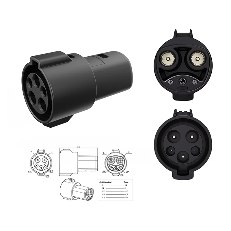 EVEGO New Type1 Tesla EV Connector Car Charger Adapter For Y/S/3/X Level 1 And Level 2 Electric Vehicle Charging