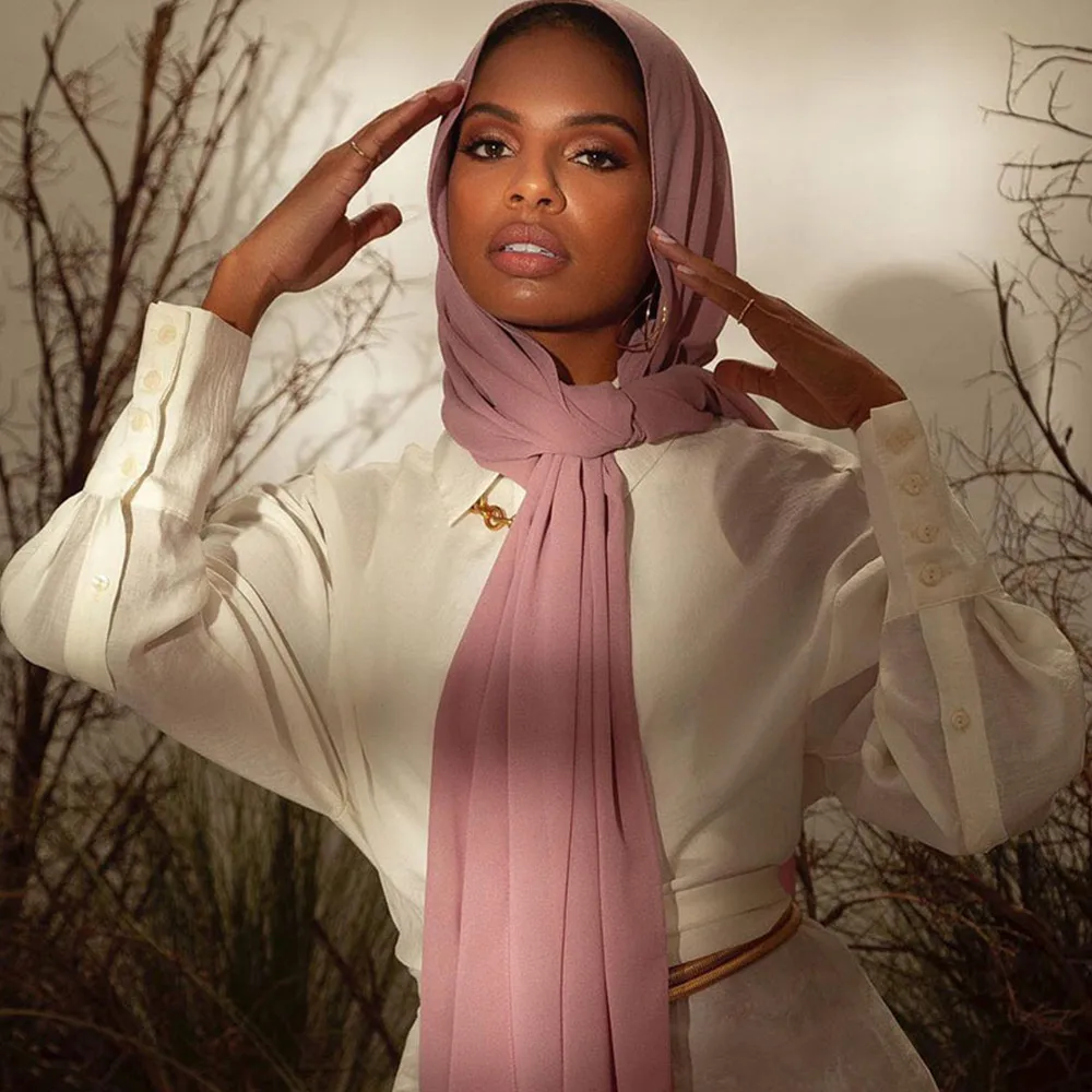High Quality Chiffon Muslim Headband Breathable Soft Islamic Scarves Long Big Size Women Turbans