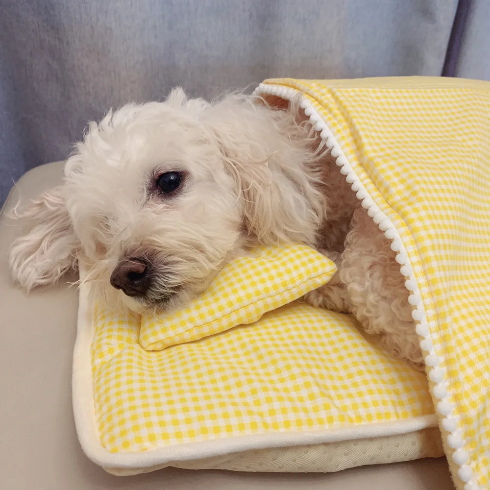 Three-piece Pet Pad Autumn and Winter Cotton Plaid Cat Dog Sleeping Pad Comfortable Warm Pet Quilt Dog Beds Cat Bed Cat House