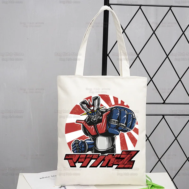 Mazinger Z 애니메이션 로봇 코지 카부토 일본 만화 쇼퍼 백, 프린트 캔버스 토트백 핸드백, 여성 가방, 하라주쿠 숄더백