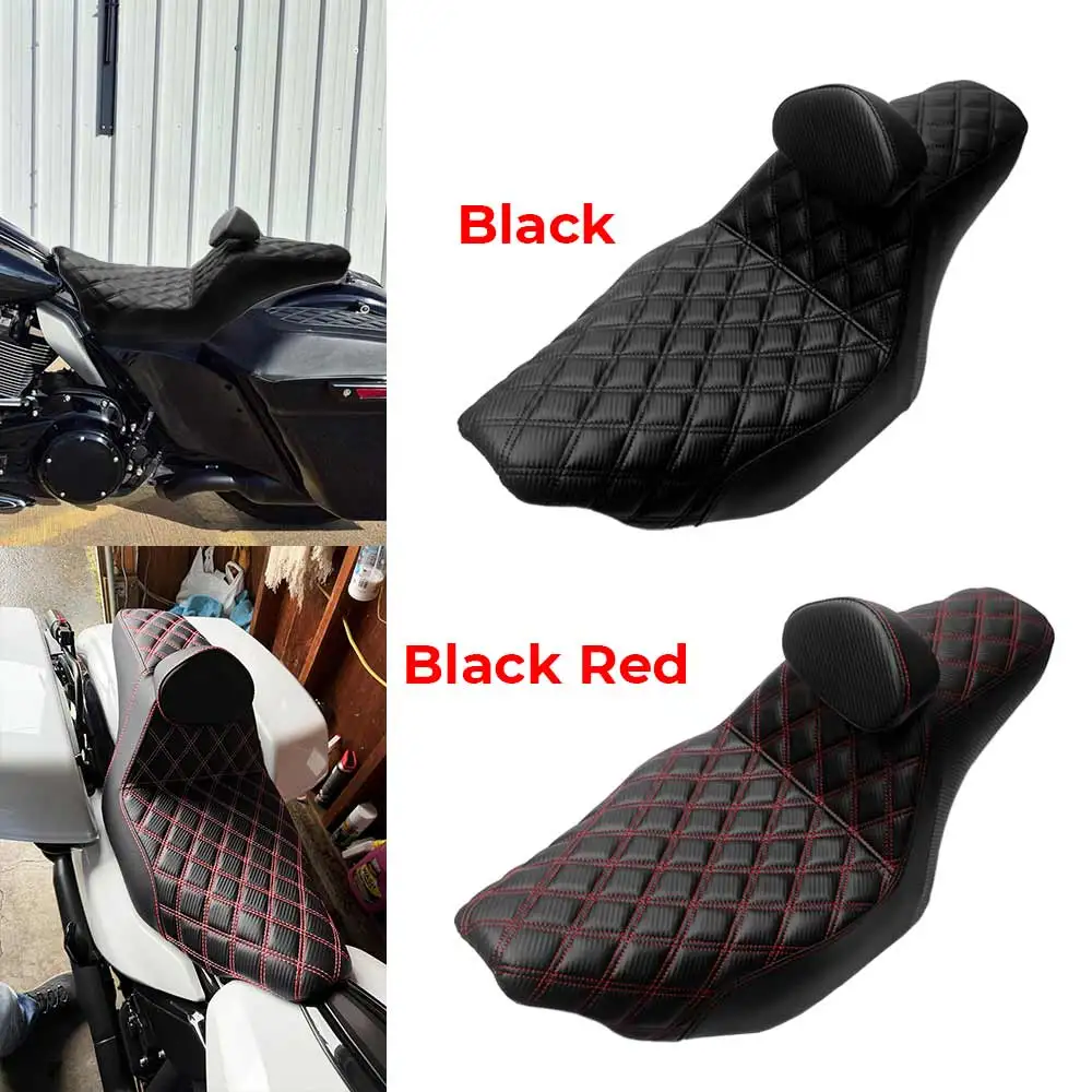 

Motorcycle Two-Up Seat with Backrest Driver Passenger Cushion For Harley Touring Road Street Glide CVO/SE Limited FLHX 2023-2026