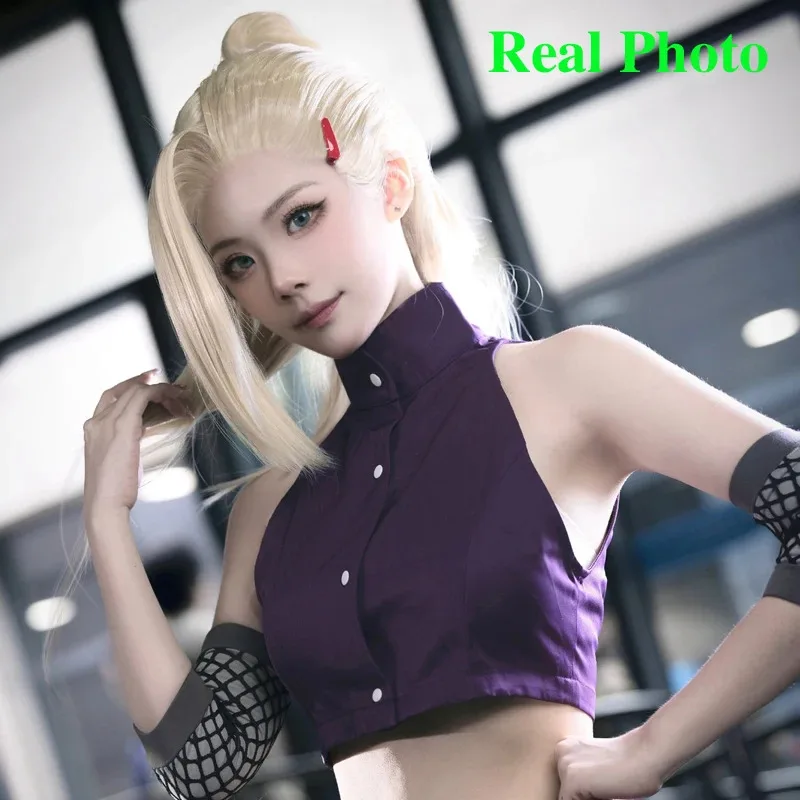 

25COSHOKAGE NINJA Yamanaka Ino Cosplay Wig Synthetic Long Straight Wig With Clip Ponytail Anime Coser Cute Girl High Quality Wig