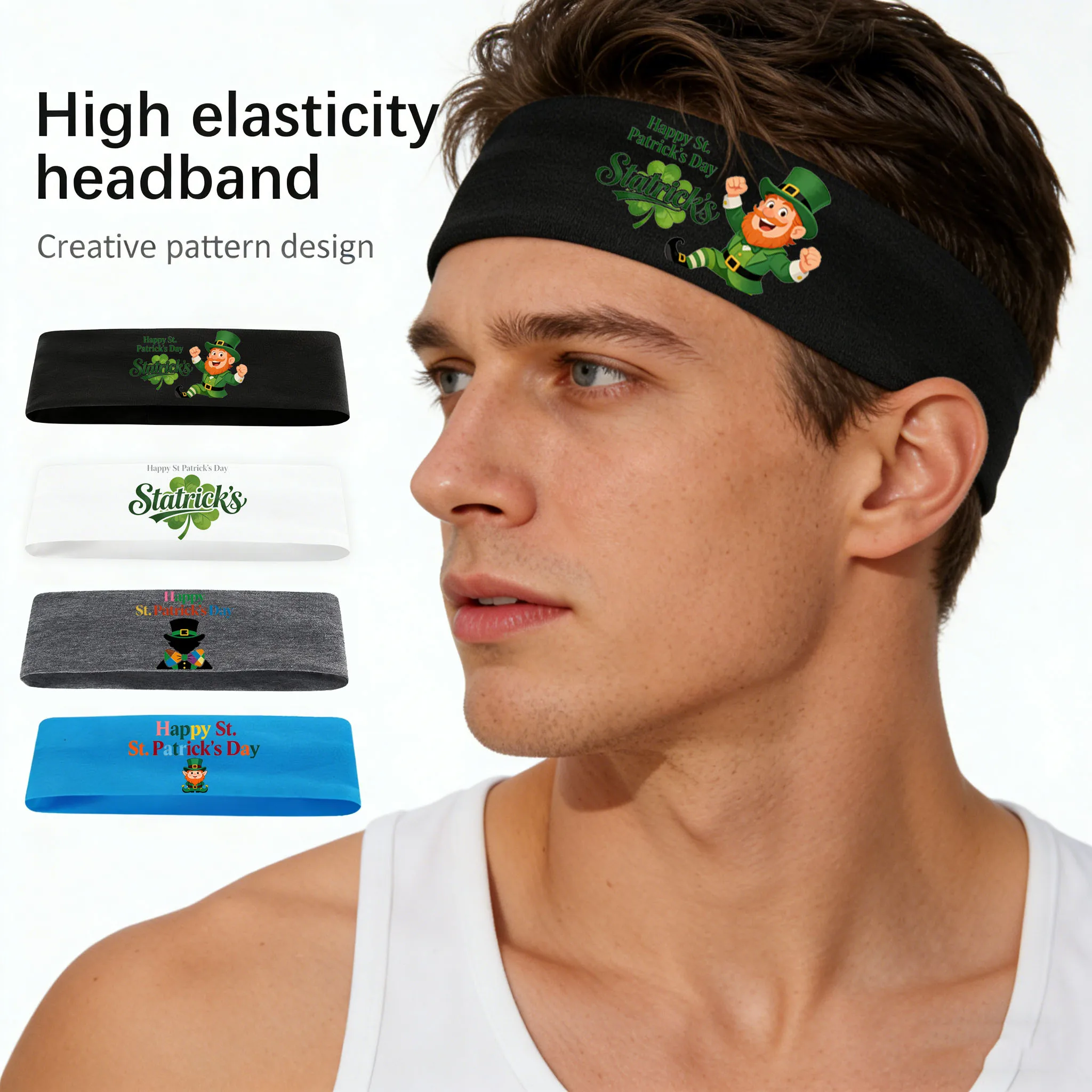 

4 шт. головные уборы ко Дню Святого Патрика, спортивная повязка на голову, высокоэластичная повязка на голову, праздничный аксессуар для волос