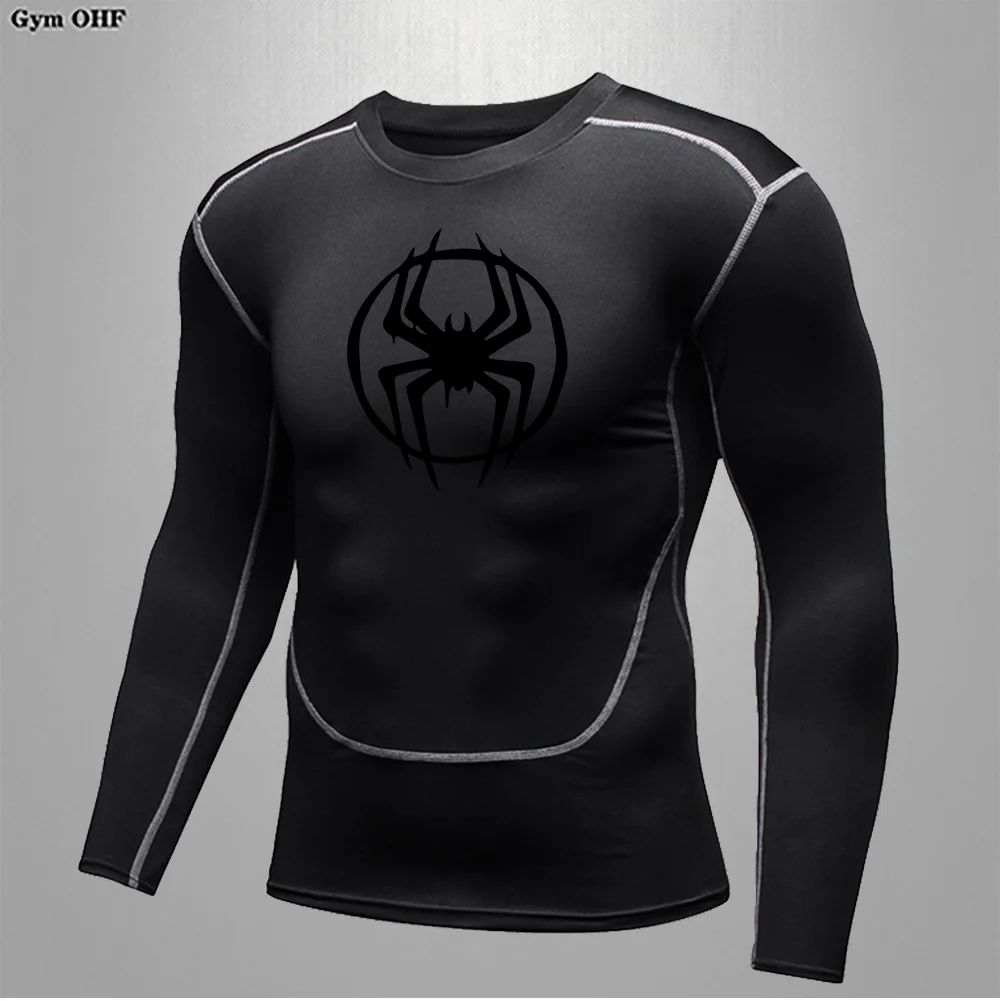 2024 Men\'s Spider Print Compression Shirt, Quick Dry T-Shirt, Gym Running Jersey, Breathable Short Sleeve, S-3XL, Spring/Summer