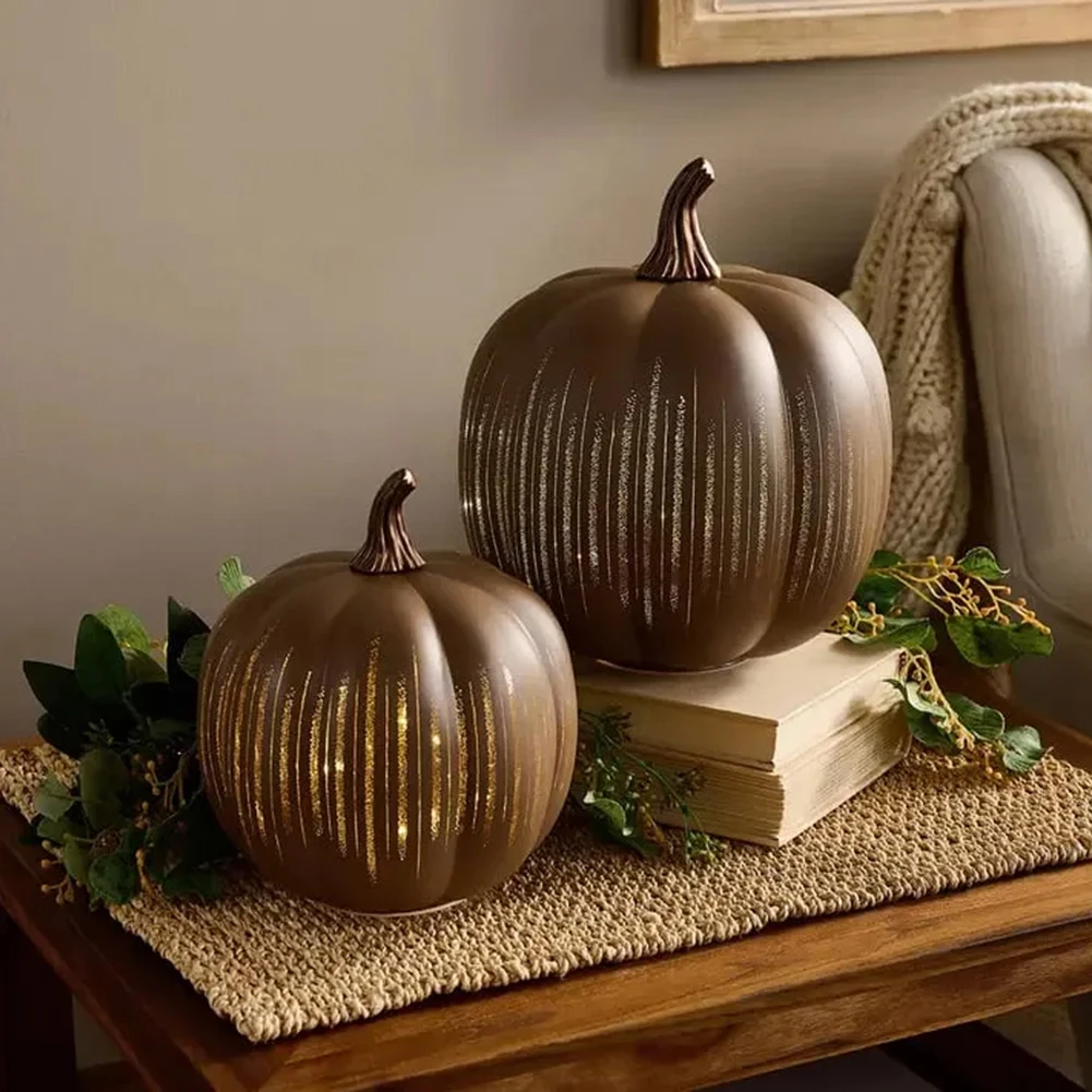Starry Night Pumpkins Twinkle LED Light Pumpkins Glass Halloween Pumpkin Lamp Light for Halloween Party Gift Light Up Home Decor