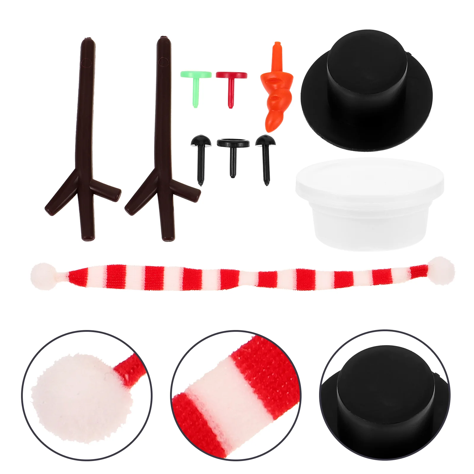 Set Mini Christmas Snowman Slush DIY Bear Decorative Accessories (Black Hat Set) Red Nose Plastic Clay Material