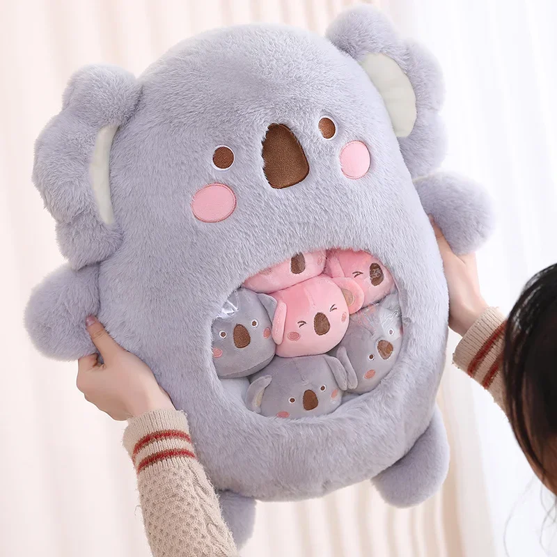 Creative A Bag Of Koala Bear Bunny 6pcs Plush Japanese Anime Rabbit Soft Pillow Creative Dinosaur Cartoon Doll for Kid children