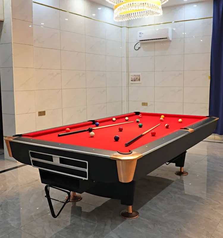 American style 9ft 8ft pool table modern low-profile leg base hidden stretcher provide a streamlined appearance billiard table