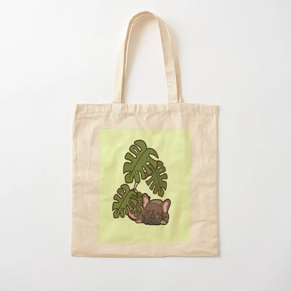 French Bulldog Monstera Vinyl Monstera Vinyl Monstera Plant Tote Bag custom fabric bag bags woman 2025 Big bag