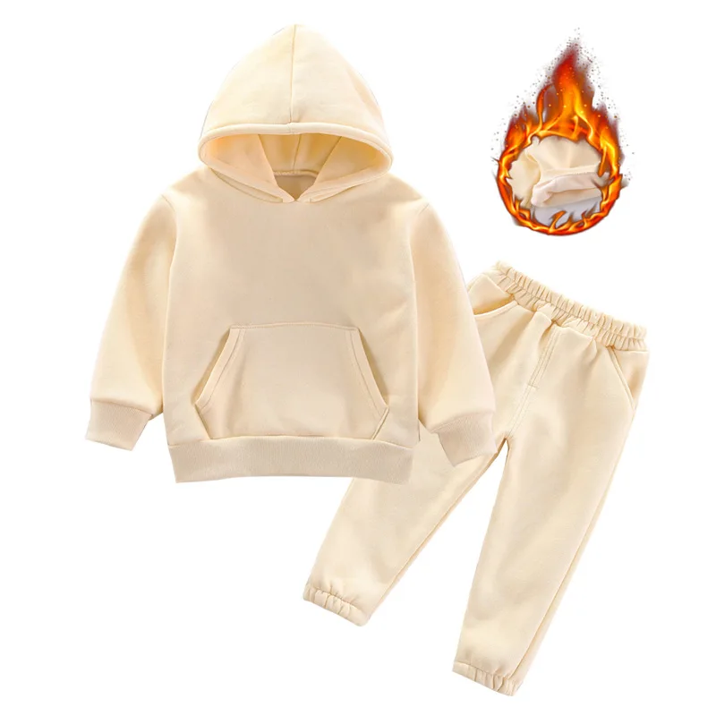 Abbigliamento invernale per bambini vestito per bambini maglione caldo ragazza felpe con cappuccio in pile Pullover felpa pantalone inverno ragazza