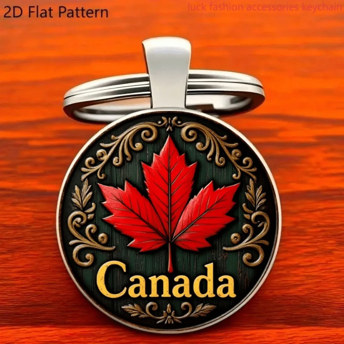 Canadian Maple Leaf Keychain - Zinc Alloy with Red Maple Leaf & CANADA Text - Car Keys or Bag Accessory