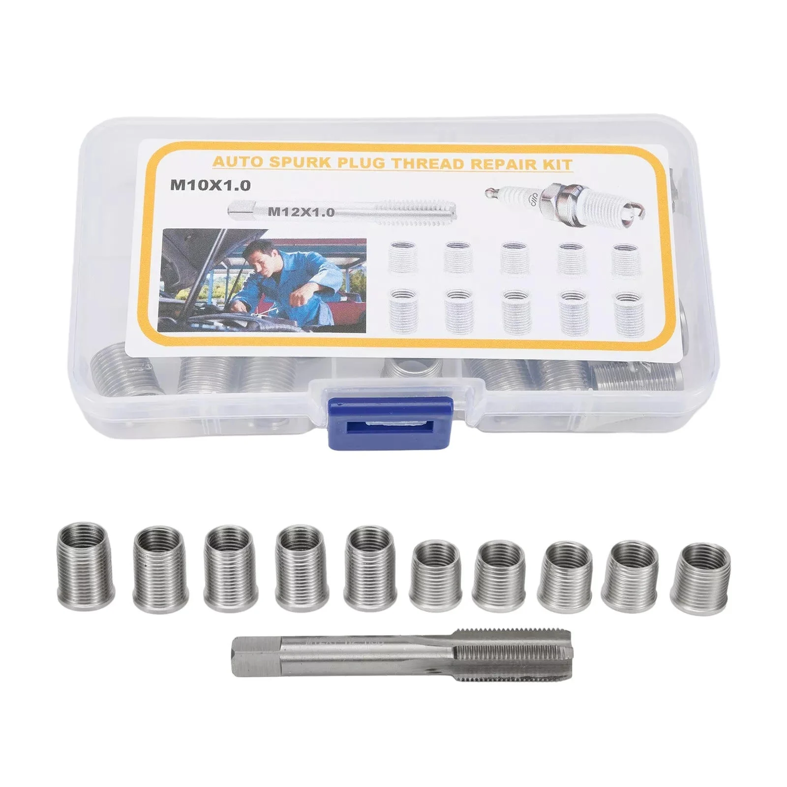 

1 Set Universal Spark Plug Thread Repair Tools With M10x1.0 / M14x1.25 Thread Inserts With Tap For Gasoline Engines/Generators