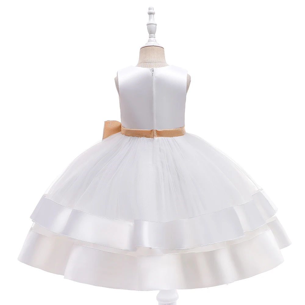 Pageant Formal Princess Dress For Girls Tulle Evening Dresses Bow Kids Girl Birthday Wedding Party Ball Gown Children Clothes