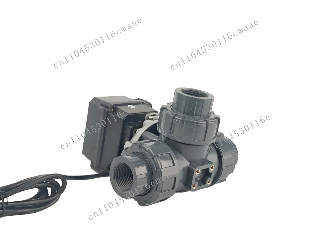 DN50 50mm A150 CR202 PVC UPVC Plastic Ball Valve Solenoid 24V Electric Motorized 3:1 L T Port Low Pressure Temperature Control