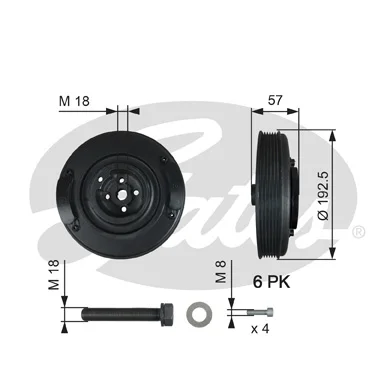 Store code: TVD1033A crankshaft pulley for TVD1033A LT35 2.4d 2,5 TDI (ANJ ACV) (ANJ ACV APA AAT AAB AGX) (1 pc