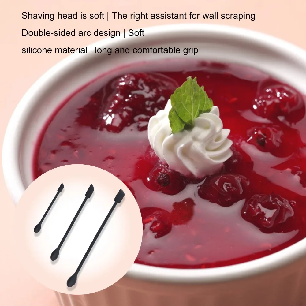 3pcs Food Grade Silicone Silicone Spatula Set Long Handle Double-headed Double Head Spatula Three Sizes Curved Scoop