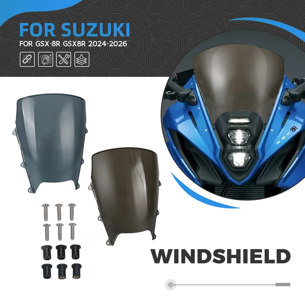 For Suzuki GSX-8R GSX 8R 2024 2025 2026 Motorcycle Windscreen Windshield Deflector Protector Motorcycle Wind Screen GSX8R